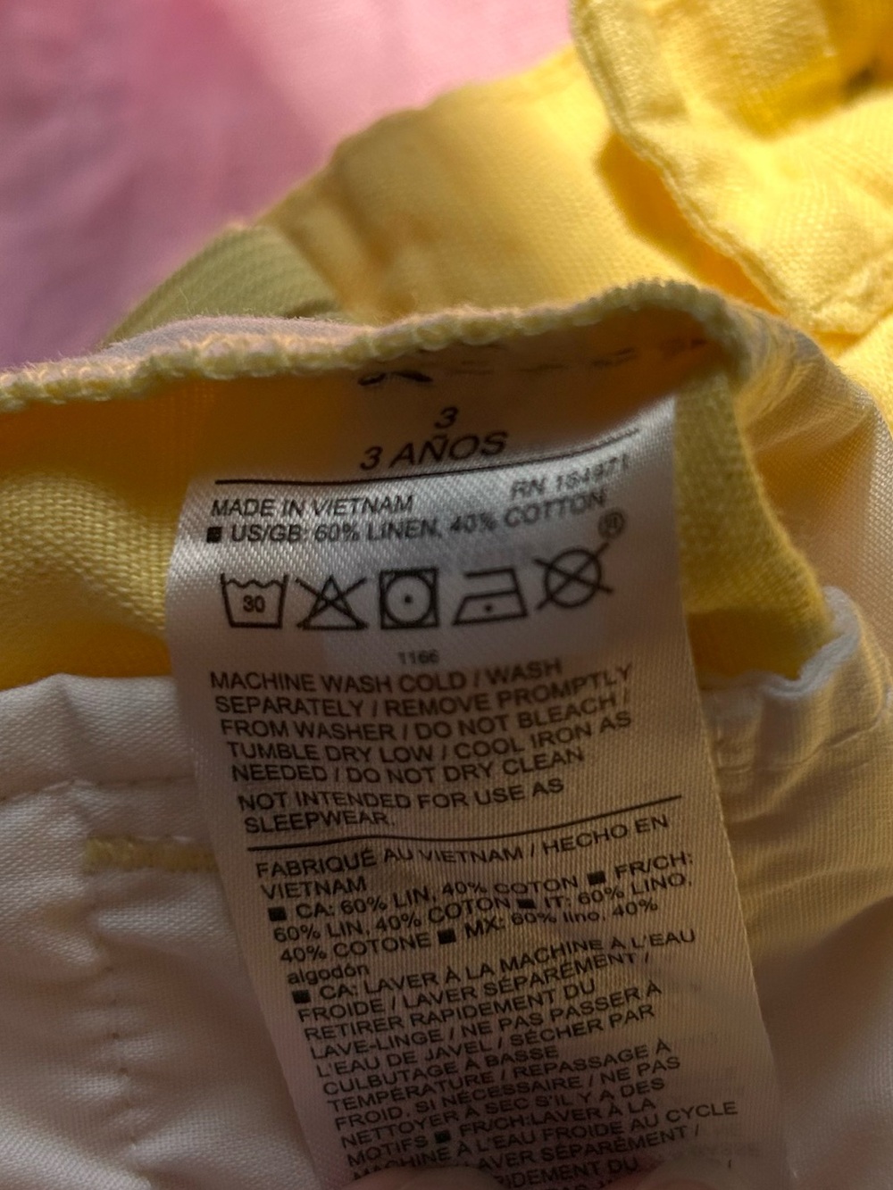 3T Linen Shorts Lot of 3 - Pink, Yellow, & Light Pink Flamingo swim shorts - Picture 10 of 10